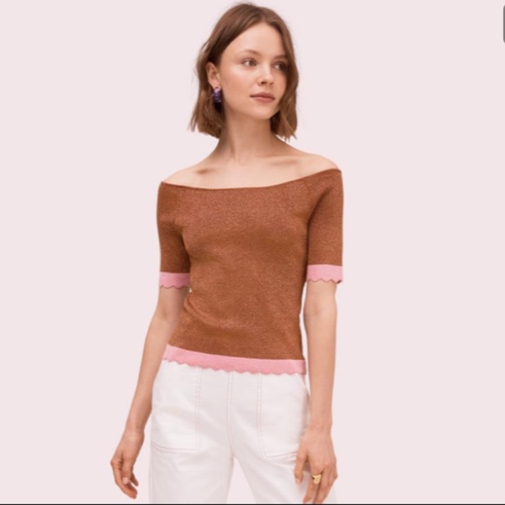 NWOT Kate Spade Metallic Off-The-Shoulder Top